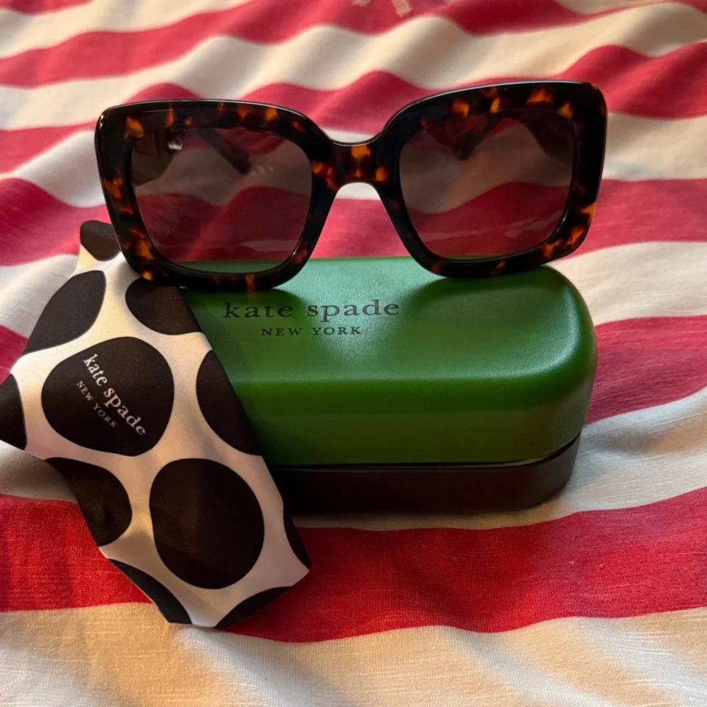kate spade Bellamy S0086 Tortoiseshell Square Sunglasses Brown/Black Pattern NIC